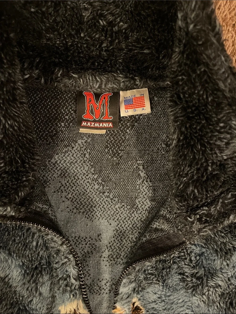 VTG 90s Mazmania Sherpa Horse Print Jacket - Black & Brown